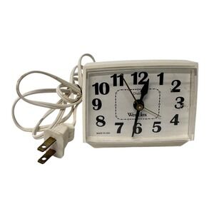 Westclox Dialite E54/55 White Cream Vintage Alarm Clock‎ - Tested/Working